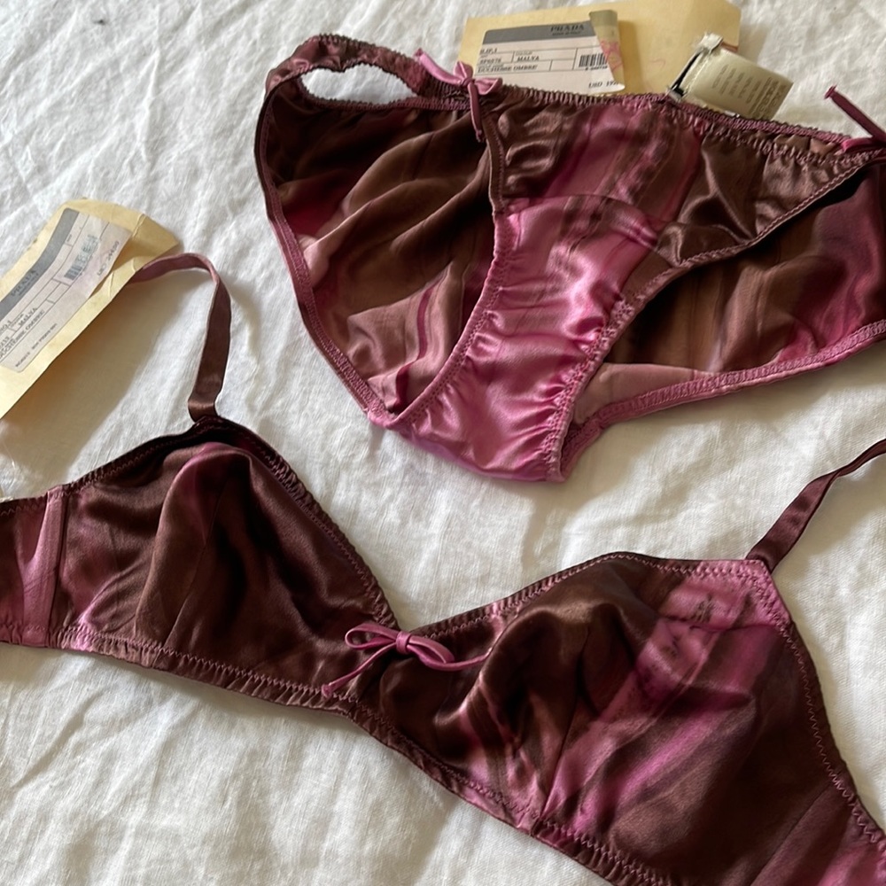 Prada silk bra and panties set. Never worn. With tags. Size 1.